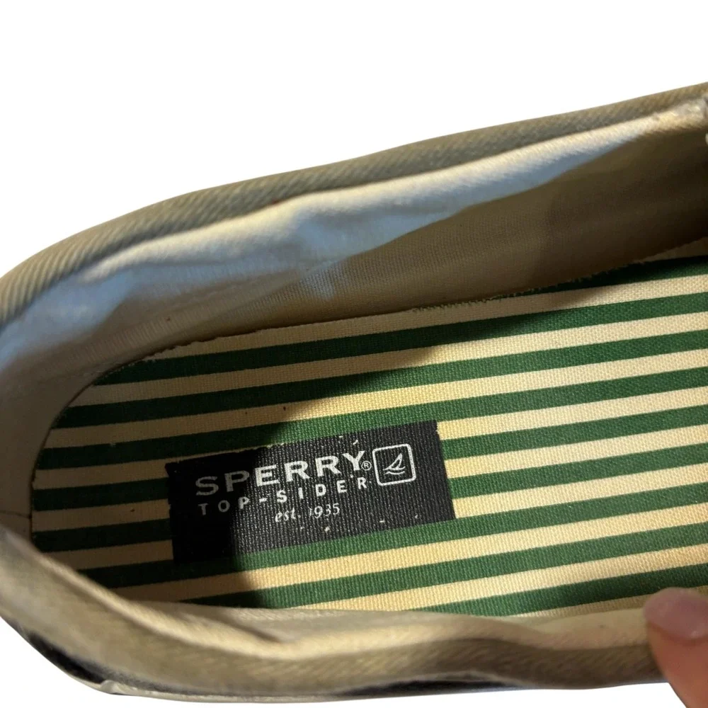 Sperry Top-Sider Bahama Boat Shoes Mens 10.5M Navy Olive Green Canvas Sneaker